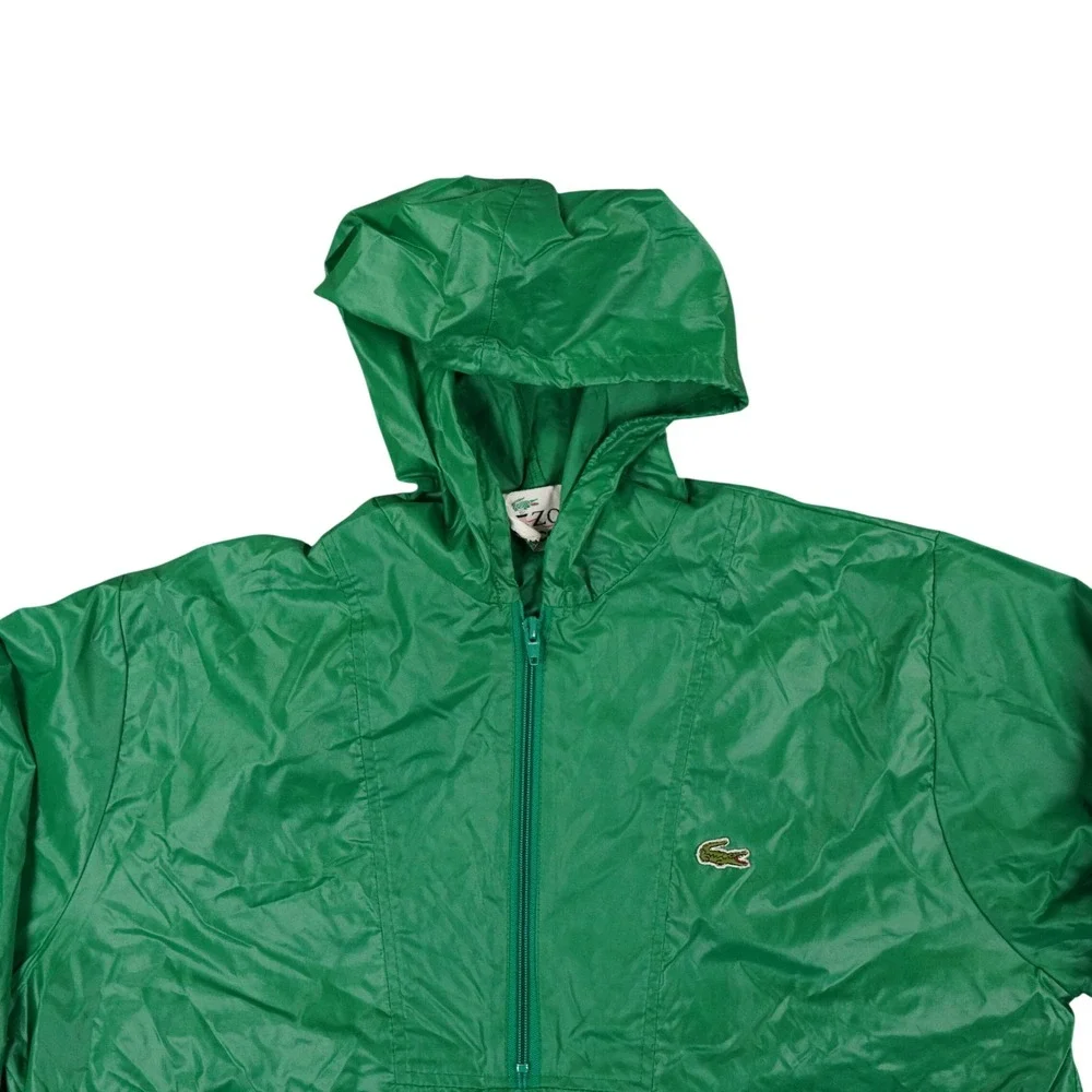 VTG‎ Izod Lacoste Anorak Mens Large Green Packable Windbreaker Hooded Jacket Y2K